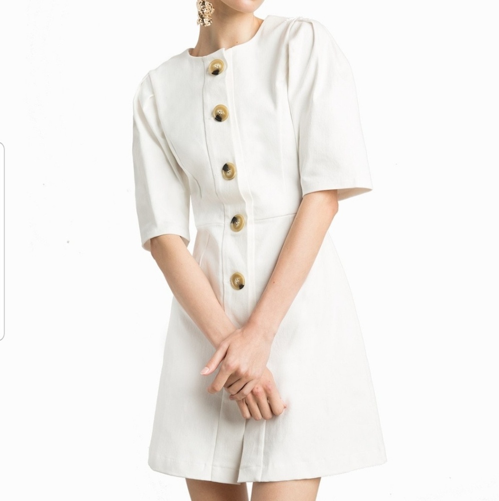 Pixie Market Noah Ecru Big button dress